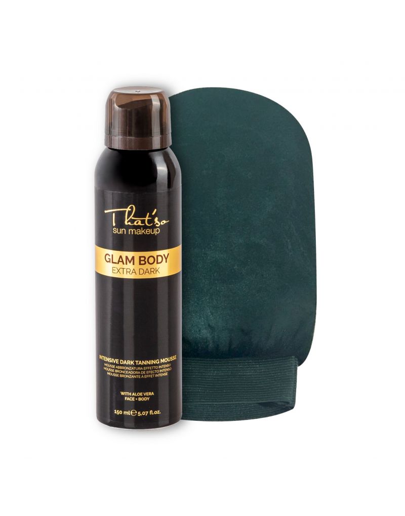  That’so Sun Makeup GLAM BODY MOUSE EXTRA DARK intense tanning and bronze effect ( DHA 8%) & That’so DOUBLE USE Tanning Mitt