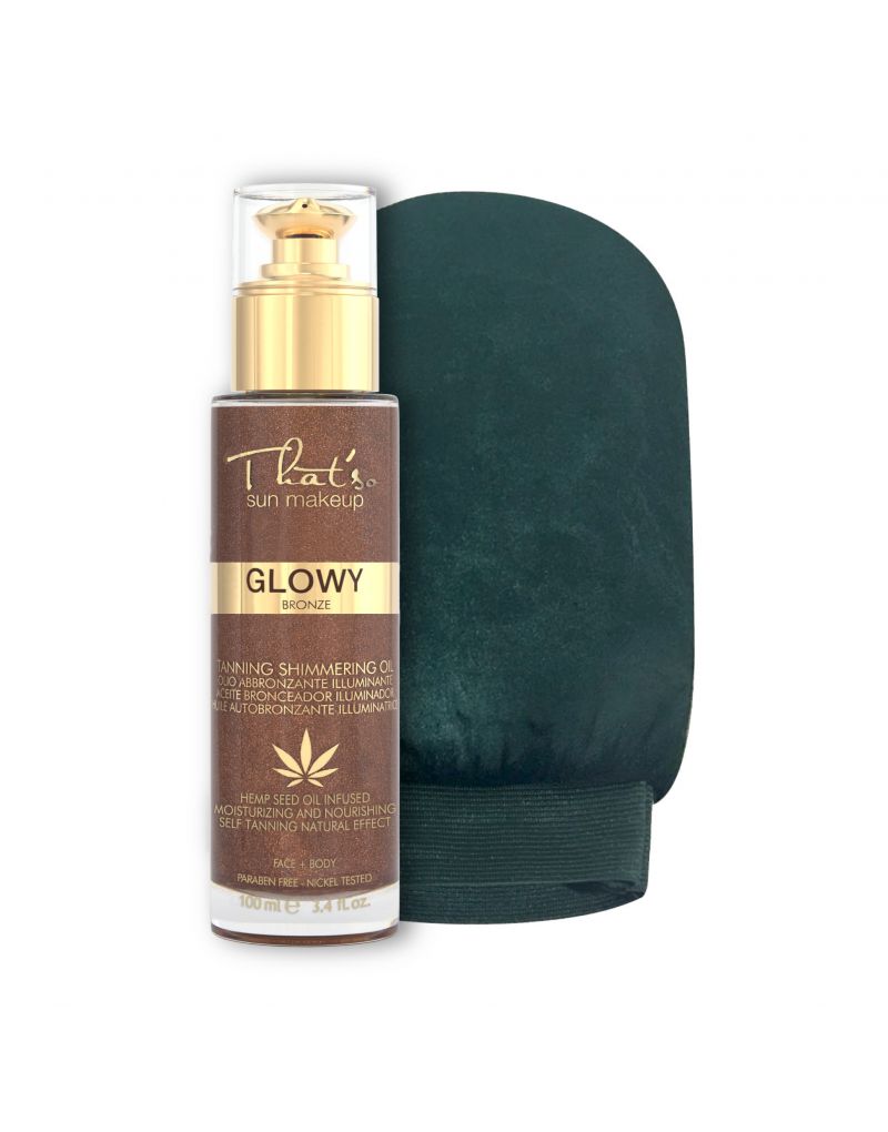  That'so sun makeup GLOWY BRONZE tanning oil with sparkling efect (DHA 5.5%) and DOUBLE USE MITT