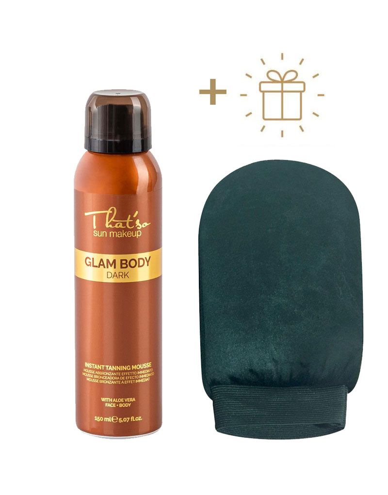 That’so Sun Makeup GLAM BODY MOUSE DARK intense tanning and bronze effect DHA 6%) + GIFT Double use TANNING MITT